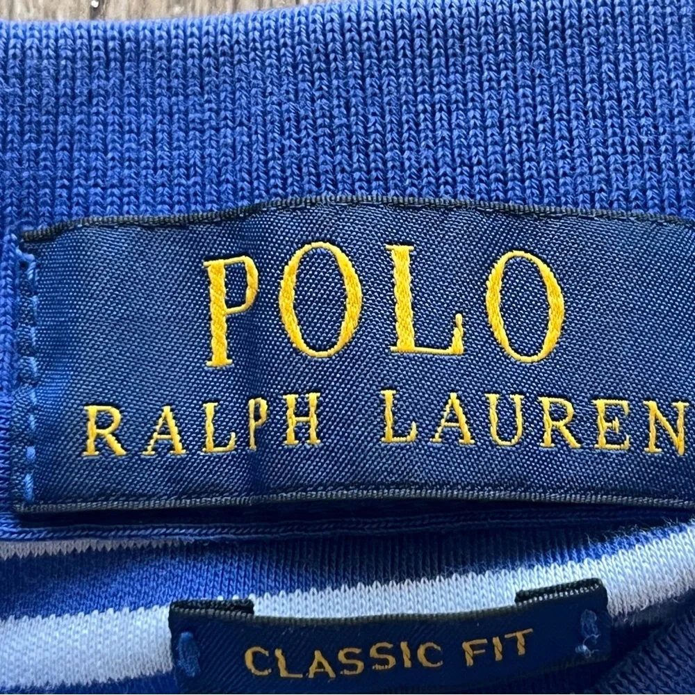 Polo Ralph Lauren Men's Classic Fit Striped Stretch Polo Shirt-Blue-Size L